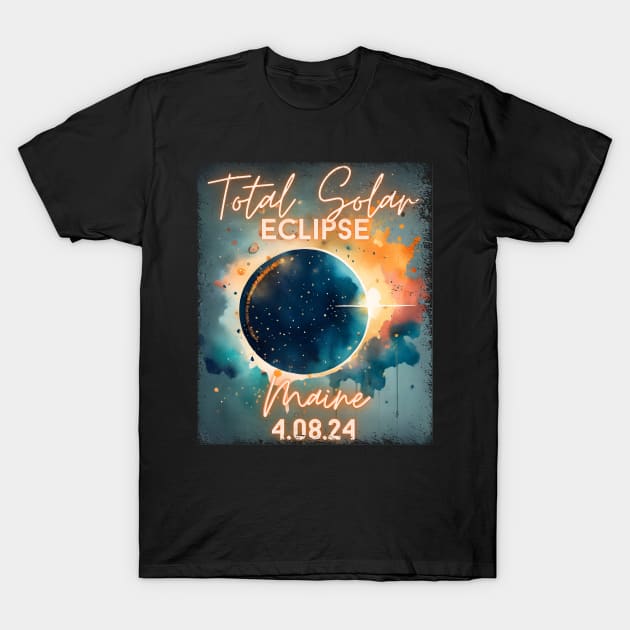 Total Solar Eclipse 2024 Maine Art Science Men Women Kids T-Shirt by AimArtStudio